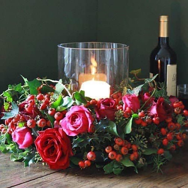 Christmas Hurricane Lamp 'Ruby Red'